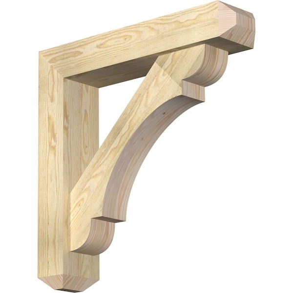 Ekena Millwork Olympic Craftsman Rough Sawn Bracket w/ Offset Brace, Douglas Fir, 6"W x 28"D x 28"H BKT0604X28X28OLY04RDF - main